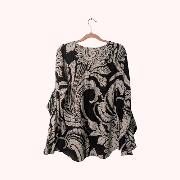 ⭐INC Crossover Front Blouse With Flutter Bellsleeves Size Large - Picture 3 of 6